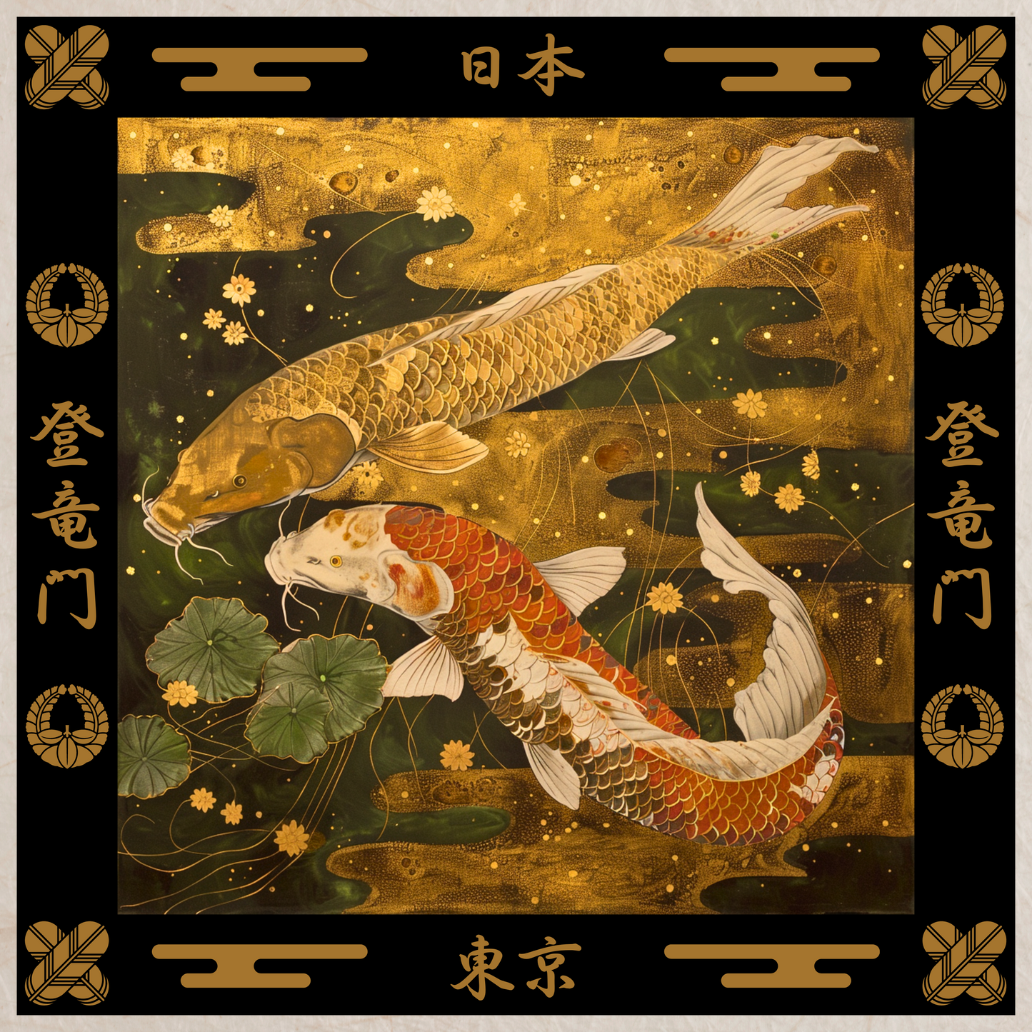 Carp poster, Japanese Art Print, Japanese Poster, Japanese Decor, Oriental Decor, Gift, Ukiyo-e