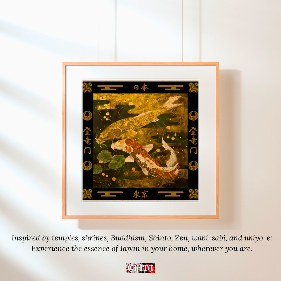 Carp poster, Japanese Art Print, Japanese Poster, Japanese Decor, Oriental Decor, Gift, Ukiyo-e